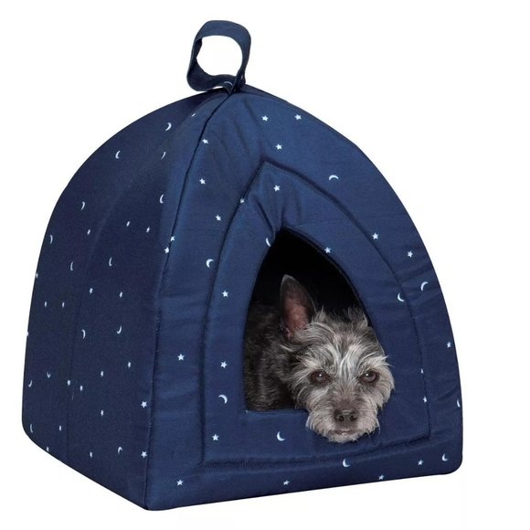 NWT FurHaven Dog or Cat Tent, Small, Navy w/white stars and moons - Picture 2 of 6